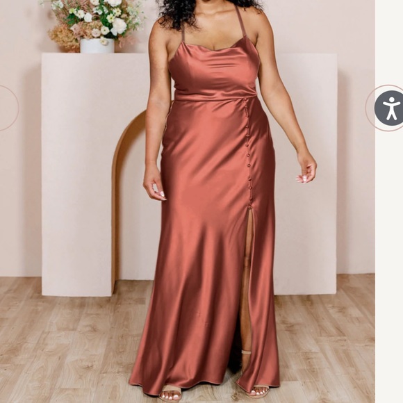 Revelry Dresses Revelry Billie Satin Dress In Cinnamon Rose Poshmark